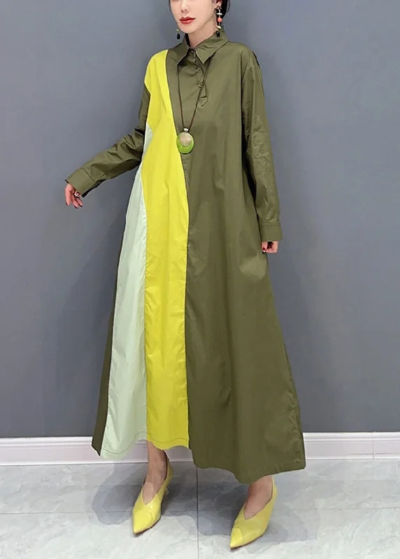 Trendsetting women’s clothing for fashion lovers Plus Size Army Green Peter Pan Collar Patchwork Cotton Maxi Dresses Spring Trendsetting women’s clothing for fashion lovers Plus Size Army Green Peter Pan Collar Patchwork Cotton Maxi Dresses Spring
