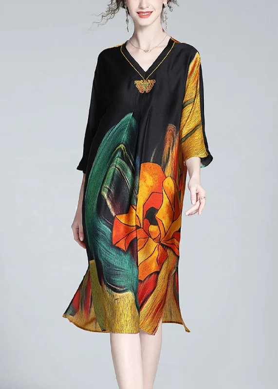 Feminine silhouettes for the modern woman Art Embroideried Print Side Open Maxi Dress Spring Feminine silhouettes for the modern woman Art Embroideried Print Side Open Maxi Dress Spring