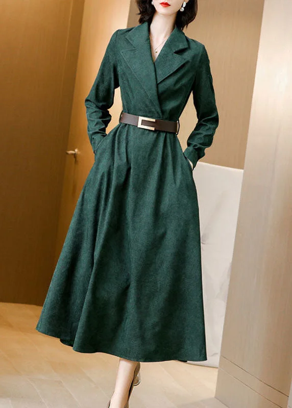 Fashion-forward styles that make a statement Beautiful Green Notched Collar Sashes Slim Fit Corduroy Maxi Dresses Spring Fashion-forward styles that make a statement Beautiful Green Notched Collar Sashes Slim Fit Corduroy Maxi Dresses Spring