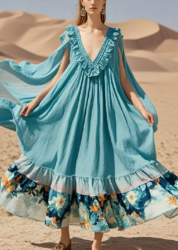 Bold and sophisticated looks for every woman Bohemian Blue Oversized Patchwork Cotton Maxi Dress Summer Bold and sophisticated looks for every woman Bohemian Blue Oversized Patchwork Cotton Maxi Dress Summer