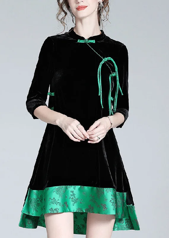 Cozy women’s clothing for the colder months Sexy Black Stand Collar Print Low High Design Silk Velour Maxi Dresses Long Sleeve Cozy women’s clothing for the colder months Sexy Black Stand Collar Print Low High Design Silk Velour Maxi Dresses Long Sleeve