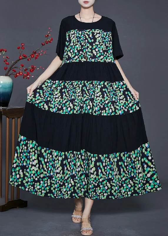 Versatile outfits to transition from day to night Modern Black Oversized Patchwork Chiffon Maxi Dresses Summer Versatile outfits to transition from day to night Modern Black Oversized Patchwork Chiffon Maxi Dresses Summer