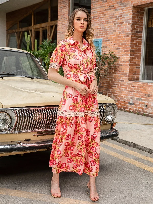 Fashionable women’s clothing that makes you shine KittenAlarm - Allover Print Self Waist Tie Maxi Dress Fashionable women’s clothing that makes you shine KittenAlarm - Allover Print Self Waist Tie Maxi Dress