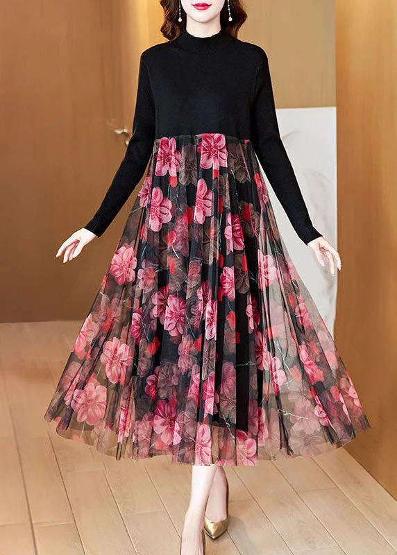 Find your perfect fit with stylish women’s clothing Boutique Black High Neck Patchwork Tulle Print Knit Maxi Dresses Spring Find your perfect fit with stylish women’s clothing Boutique Black High Neck Patchwork Tulle Print Knit Maxi Dresses Spring