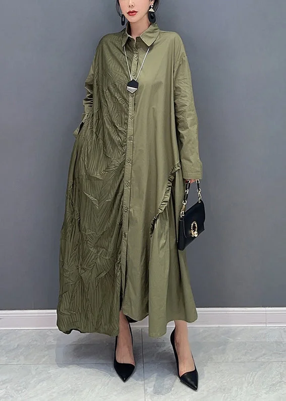 Versatile fashion options for every occasion Fine Green Asymmetrical Patchwork Ruffled Wrinkled Maxi Dresses Spring Versatile fashion options for every occasion Fine Green Asymmetrical Patchwork Ruffled Wrinkled Maxi Dresses Spring