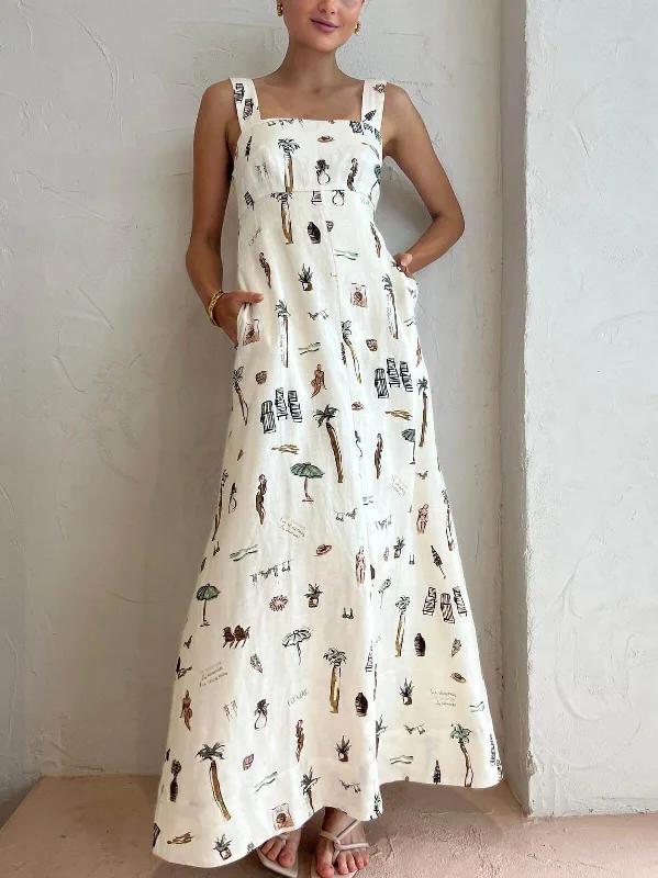 Curated collections for modern, fashionable women Personalized Graffiti Suspender Charming Sexy Backless Maxi Dress Curated collections for modern, fashionable women Personalized Graffiti Suspender Charming Sexy Backless Maxi Dress