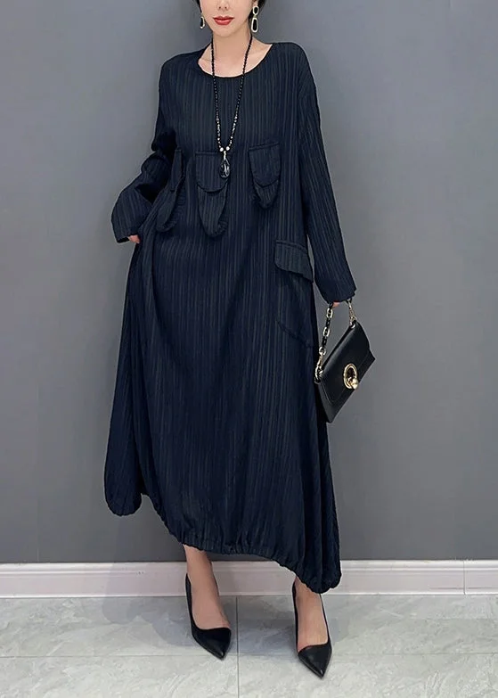 Luxurious fabrics and modern designs for women Boutique Black Oversized Striped Maxi Dresses Spring Luxurious fabrics and modern designs for women Boutique Black Oversized Striped Maxi Dresses Spring