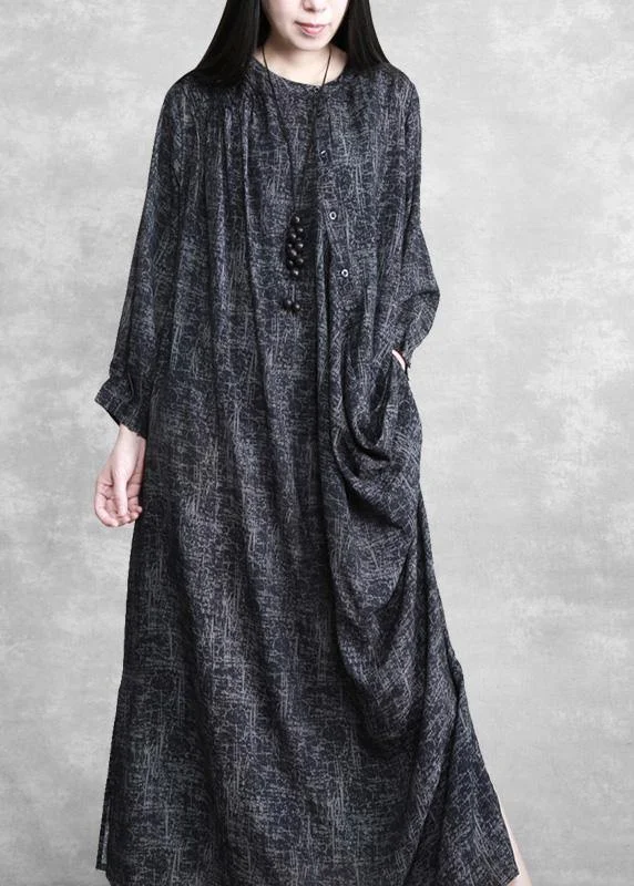 Casual outfits that elevate your style   Women Dark Gray Linen Maxi Dress Spring Outfits