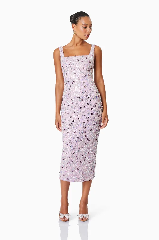 Aurora Event Wear Midi Dress In Purple