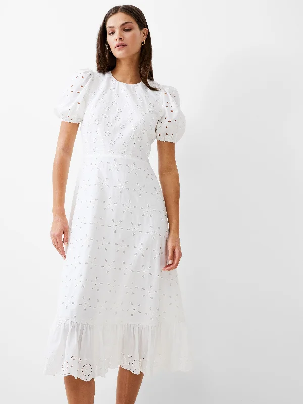 Broderie Tiered Midi Dress