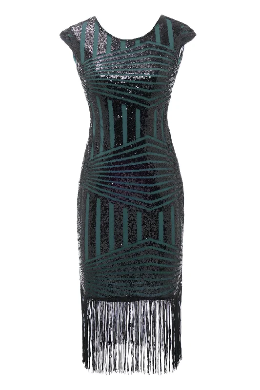 Refresh your closet with chic and comfy styles   Green Round Neck 1920s Flapper Dress