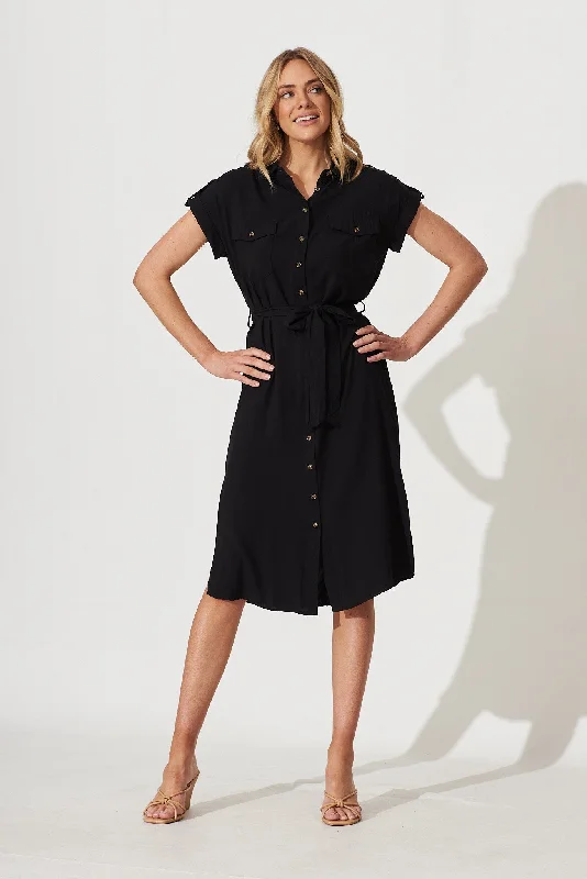 Step into style with our women’s clothing collection Nirvana Midi Shirt Dress In Black Step into style with our women’s clothing collection Nirvana Midi Shirt Dress In Black