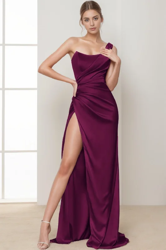 Sheath-Column Sweep-Brush Train Silk-Like Prom Dress CS0434