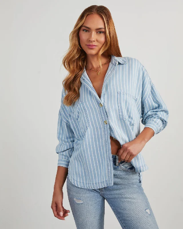 Malene Striped Chambray Top