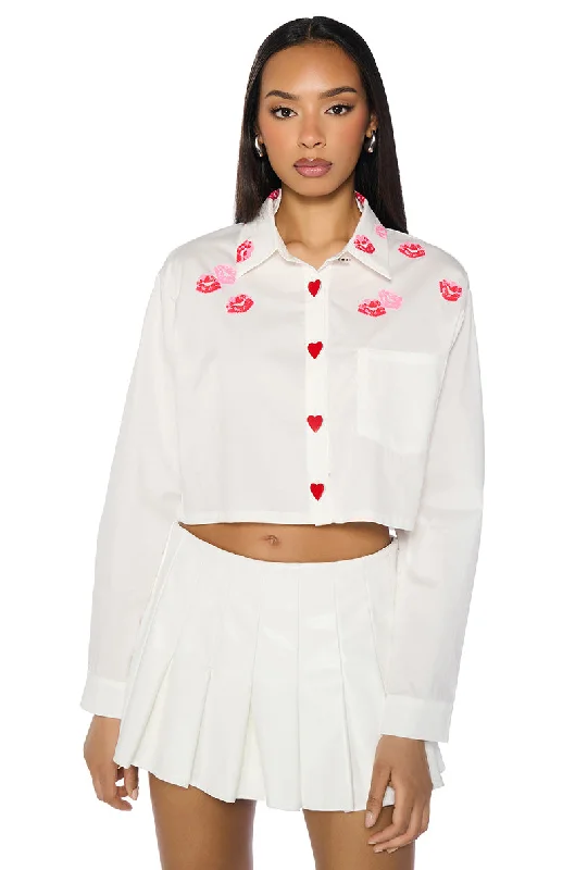 POP KISS BUTTON DOWN SHIRT