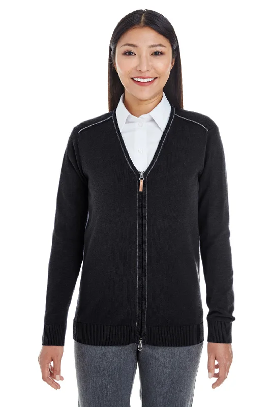 Devon & Jones Womens Manchester Jersey Full Zip Sweater - Black - Closeout