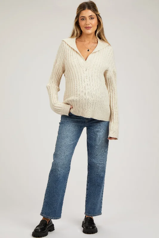 A perfect wardrobe for fashionable women   Blue Straight Crop Maternity Jeans