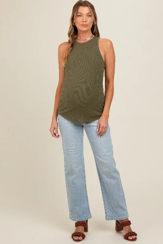 Get noticed with eye-catching women’s fashion   Light Blue Raw Hem Distressed Maternity Straight Leg Jeans