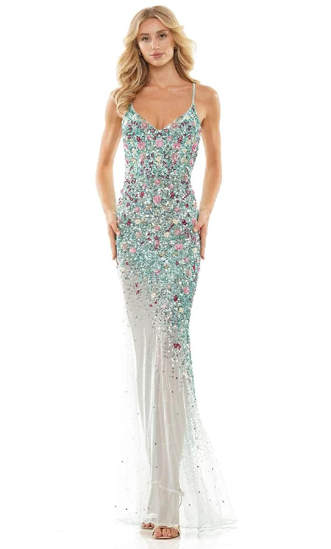 Elevate your style with fashionable women’s clothing   Colors Dress K137 - Floral Embellished V-Neck Prom Dress