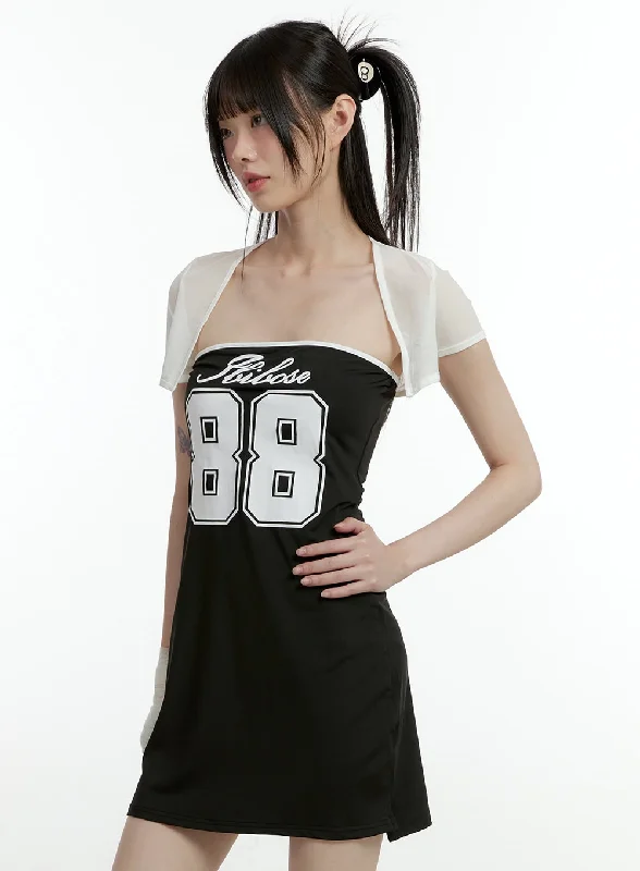 Lettering Mini Dress with Cardigan CL426