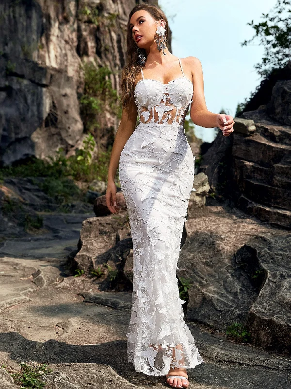 Sleek and sophisticated fashion for modern women   NiDELL Popular White Dress Fashionable Butterfly Ball Banquet Bridesmaid Dress Female Adult Ceremony-Jc074