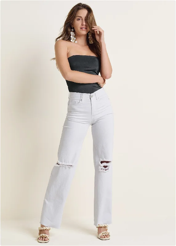 Women’s fashion that reflects your personality   Laura Crop Wide Leg Jean - White Denim